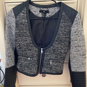 H&M Cropped Tweed/Leather blazer jacket